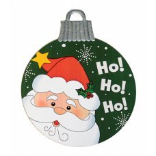 Χριστουγεννιάτικη Ξύλινη Μπάλα Οροφής Πράσινη με Άγιο Βασίλη (30cm)